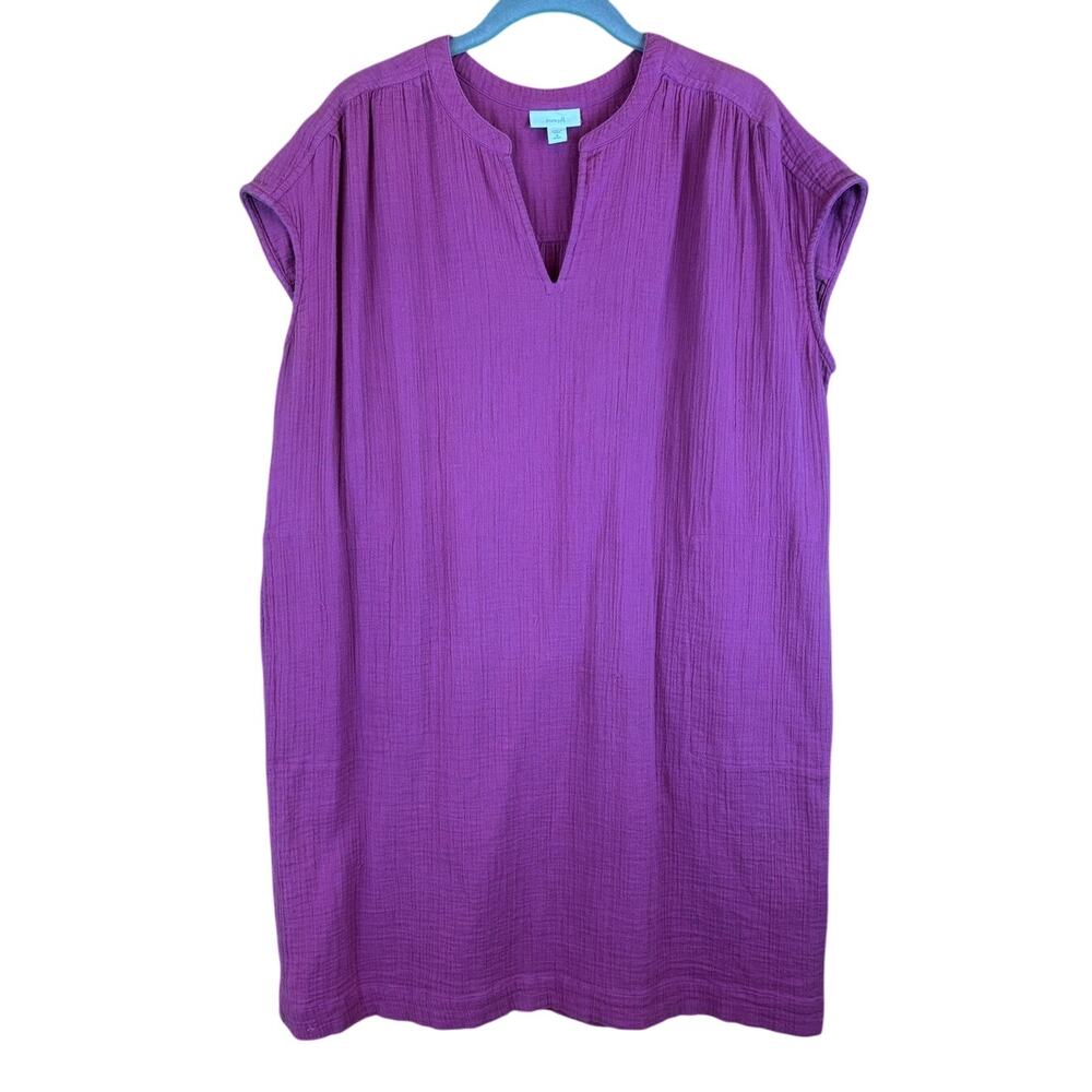 PUREJILL Cap Sleeve Dress Rose/Pink Sz M Petite 100% Cotton *flaw*